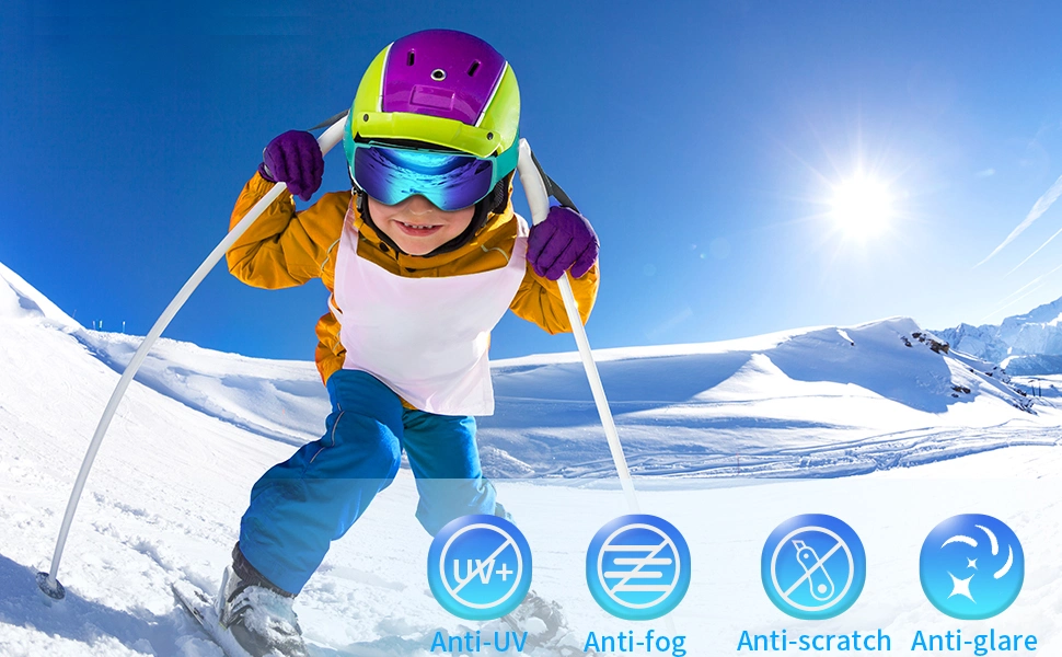 Anti Fog Anti UV Kids Ski Snow Goggles for Toddler (3-14) Girls Boys Snow Skiing